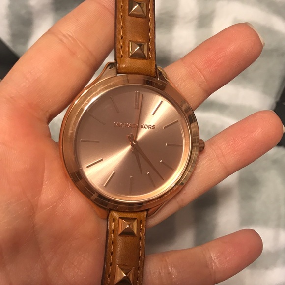 Michael Kors Accessories - Michael Kors Leather Wrap Rose Gold Watch